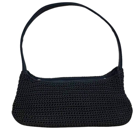 EUC Black Crochet Short Strap Handbag with Zippered Outside and Inside P… - Picture 1 of 12
